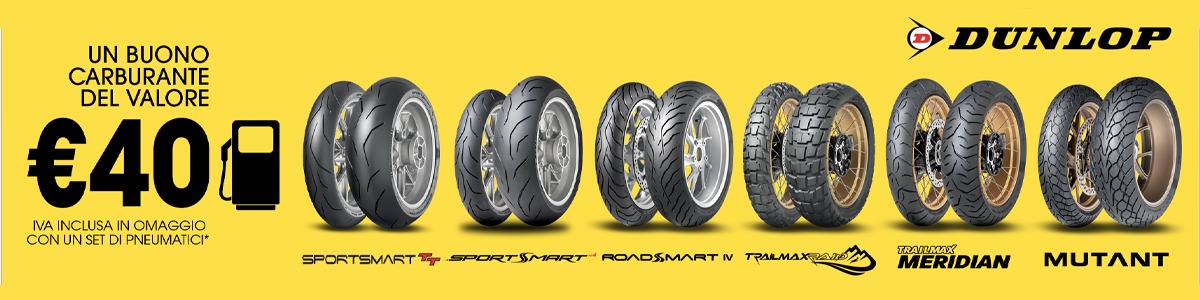 Promo Dunlop Mission Grip 2026: acquista le gomme moto e ricevi 40€ di buono carburante Q8