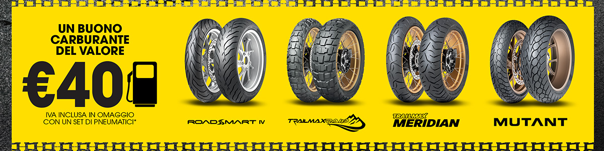 Promo Dunlop: acquista un treno di pneumatici moto e ricevi 40€ di buono carburante